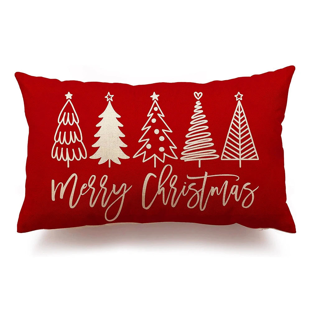 Merry Christmas Decorative Pillow Cover 30x50cm Linen Throw Pillowcase Christmas Cushion Cover Pillowslip For Sofa Home Decor