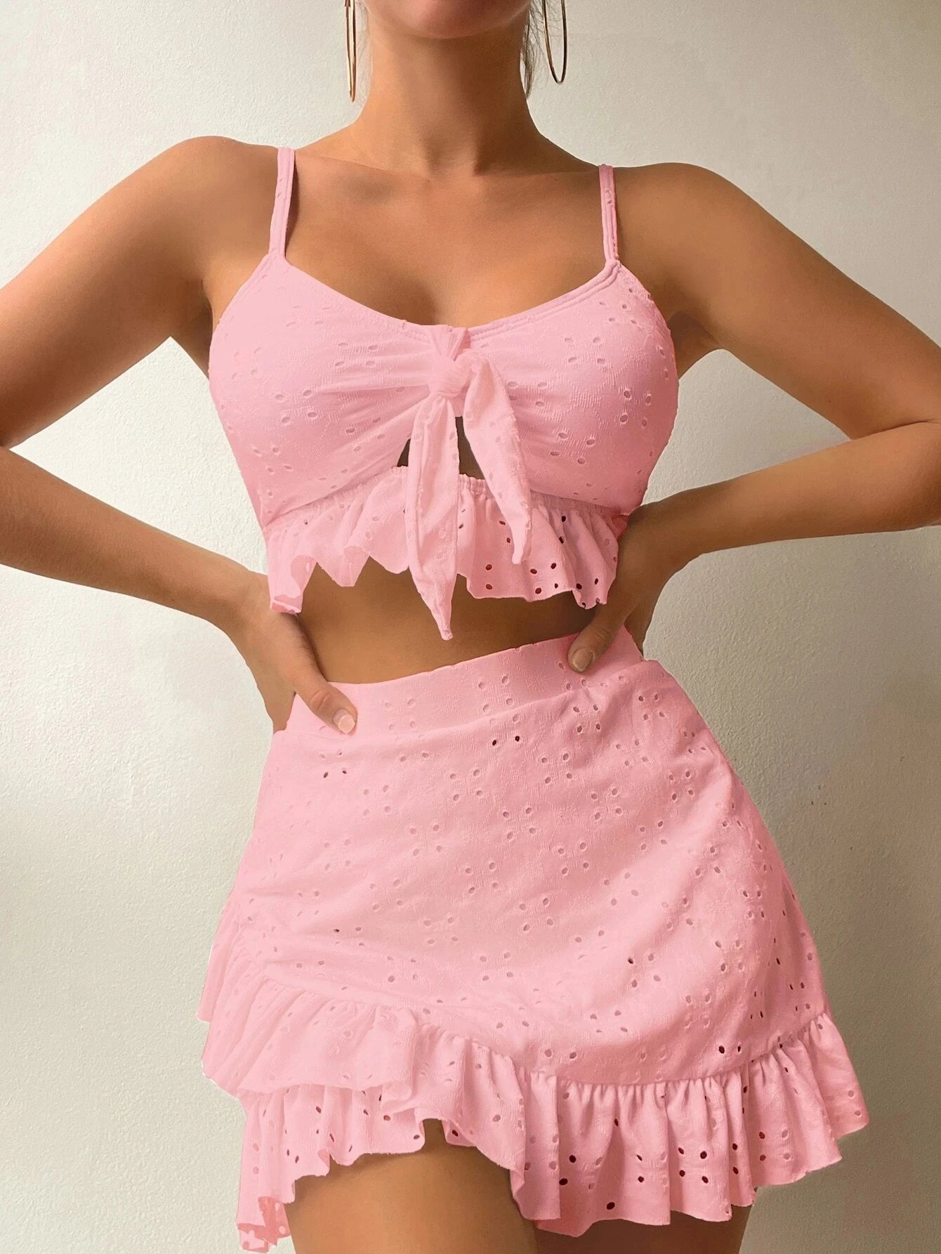 2025 3pack Schwimmbekleidung Frauen: Bikini Schwimmanzug Strand Rock - Knoten Badeanzug Strandmode Rüschen Zweiteilig Bikini Set Biquini Vielseitigkeit
