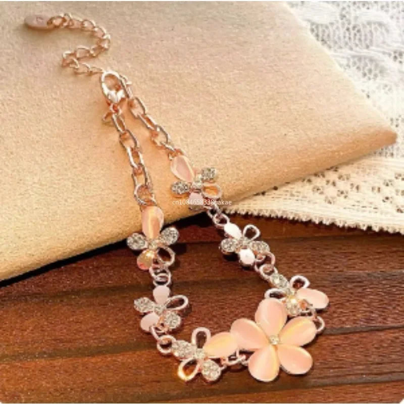 Damen-Armband 2025: Shining Rhinestone Bracelet Women Sparkling Rhinestone Flower - Bracelet Elegant Women's Wristband with For Girls Gifts Collection
