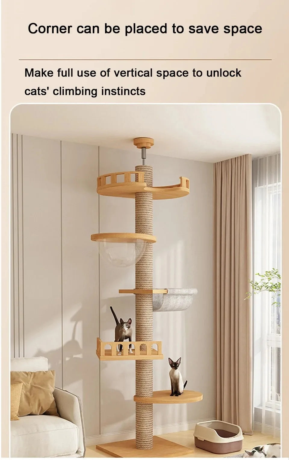 Katzen Zubehör Holz Katzen Baumhaus Katzen Spielzeug Kätzchen Klettern Kratzturm Multifunktion Haustier Möbel Katzen Klettergerüst