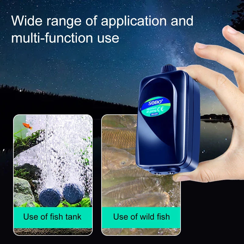 Pompă de aer silențioasă pentru acvariu TUNFAN SB988 - 12W, 220V, Ø0.5cm