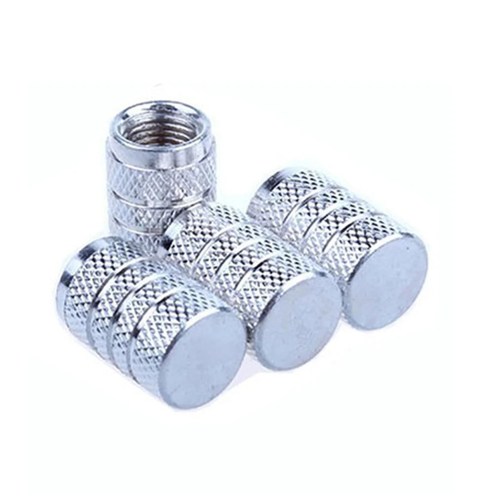 DSYCAR 4 Stück Silber Auto Reifen Ventilkappen Rändelstil Reifen Ventilkappe Aluminium Reifen Rad Ventil Luftventilkappe für US Schrader