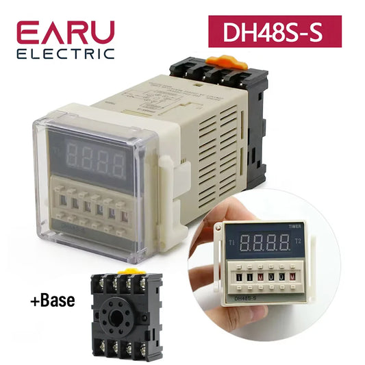 DH48S-S Zeitrelais 0,1s-99h - Programmierbare Zeitschaltuhr AC/DC mit DIN-Schiene