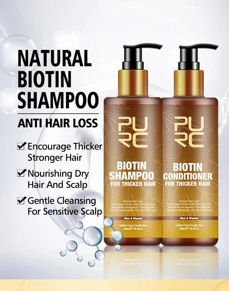PURC,Biotin fast hair growth oil shampoo conditioner set anti hair loss