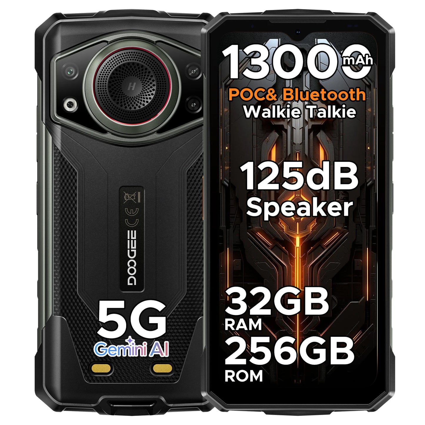 DOOGEE Fire 7 Ultra 5G Robustes Smartphone - 13000 mAh, 33 W, 6,6 Zoll