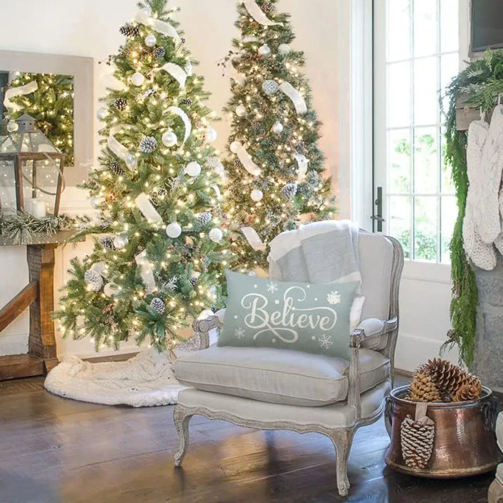 Merry Christmas Decorative Pillow Cover 30x50cm Linen Throw Pillowcase Christmas Cushion Cover Pillowslip For Sofa Home Decor