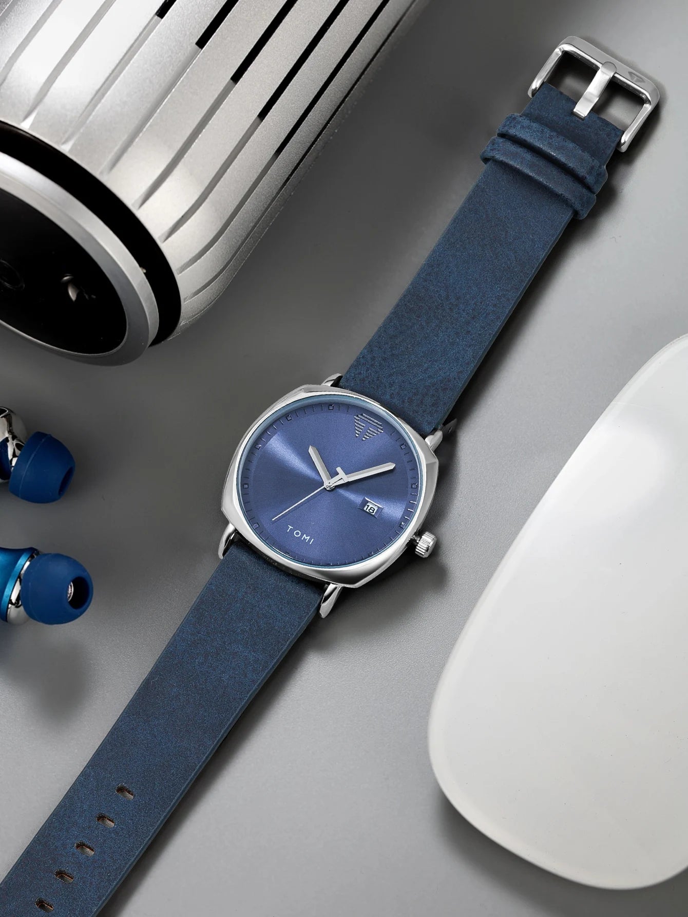 TOMI Men's Watch Minimalist Fashion Sports Watch Calendar Leather Casual Quartz Watch