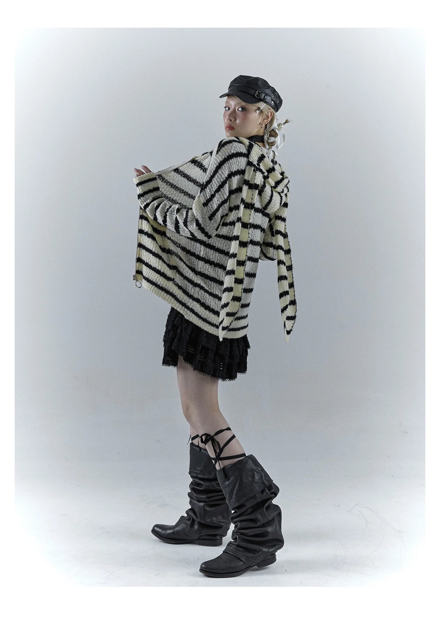 Karrcat Grunge Strickjacke Hollow Out - S/M, Vollarm