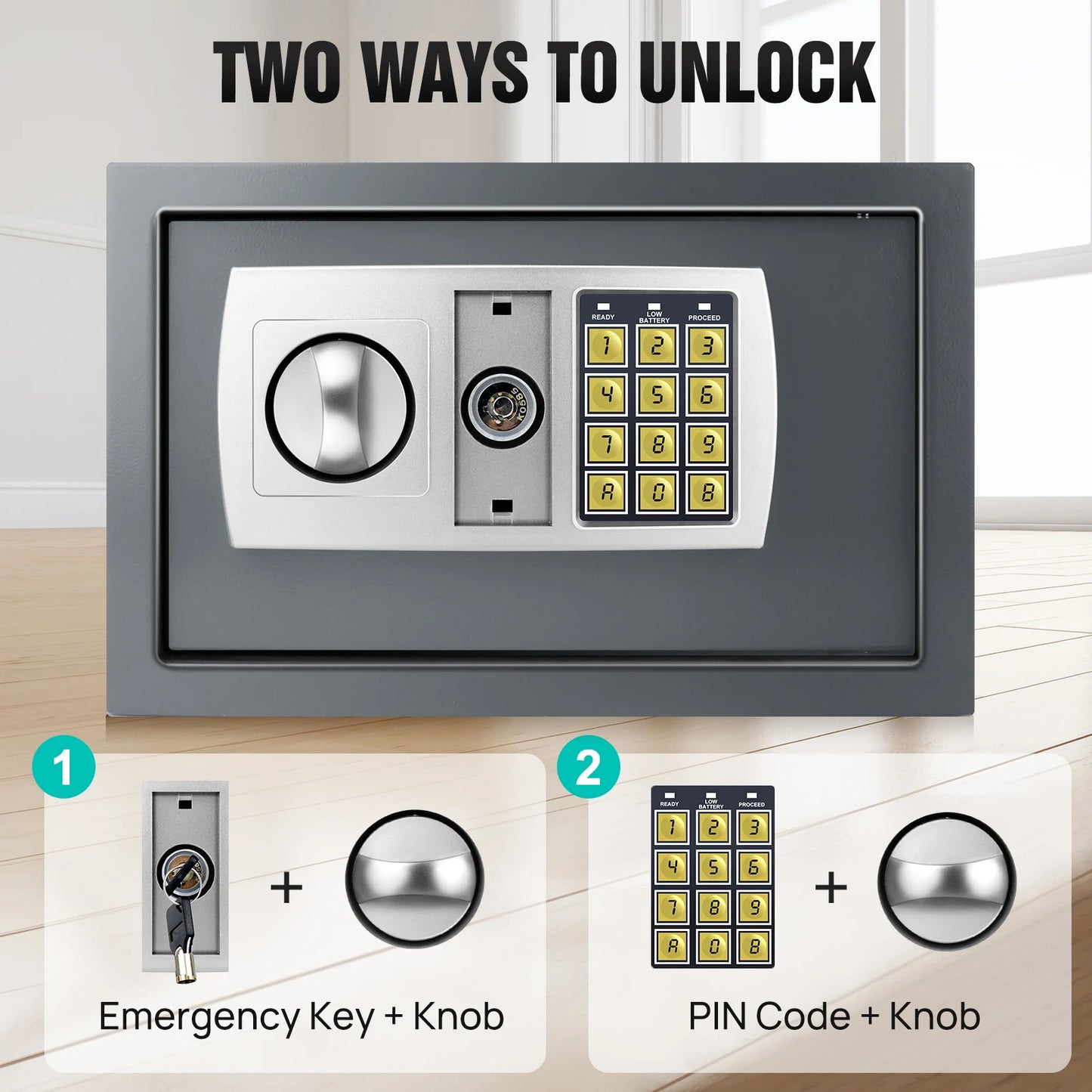 DayPlus 16L Digitaler Stahl-Safe - Elektronische Sicherheitsbox für Büro und Zuhause