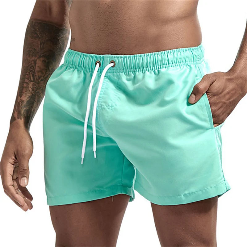 Herren Schwimmhose Taschen Mesh-Futter Schnelltrocknend Casual Board Shorts