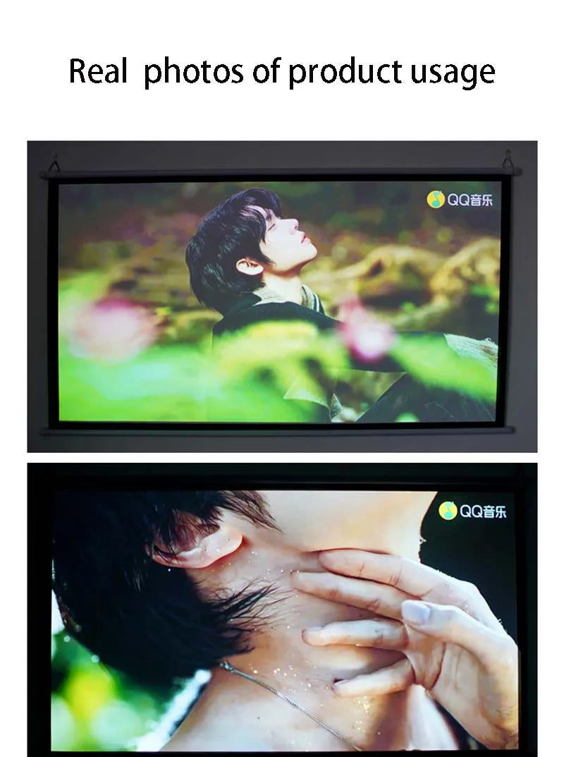 Thinyou 60inch 72inch 84inch 100 Inch 16:9 HD Projector Screen White Manual Pull Up Diagonal High-definition pantalla proyector