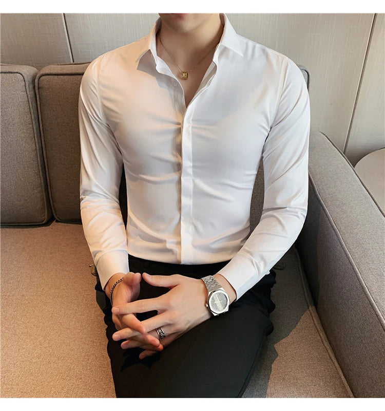 8Farben SlimFit Langarmhemd - Gr. M-L, Feiner Stoff