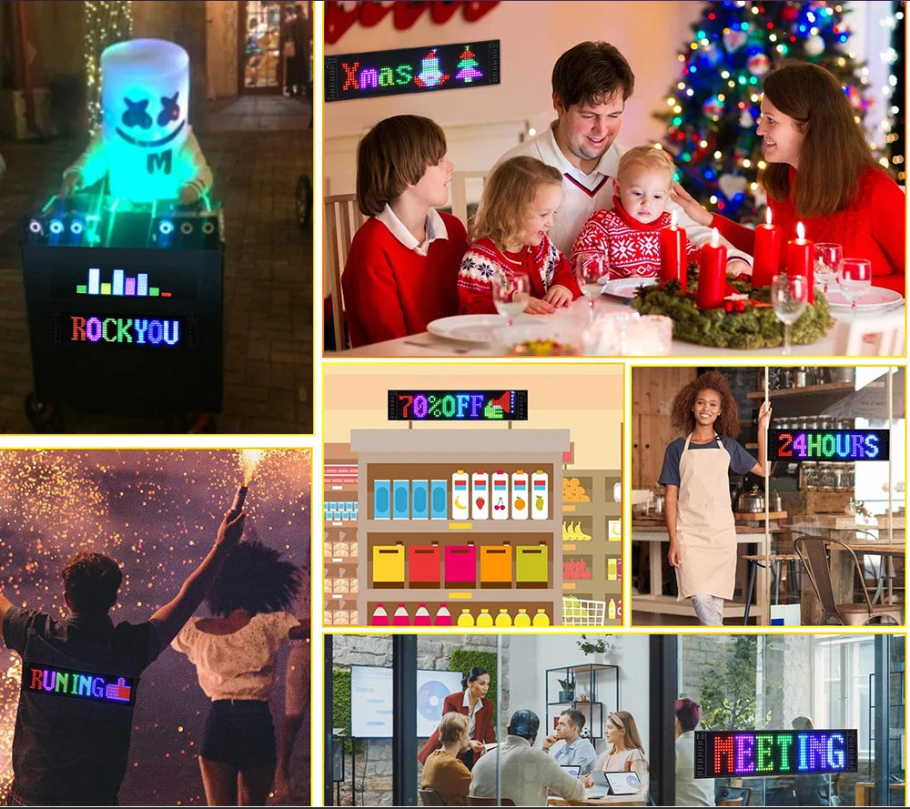 LED-Matrix-Pixel-Panel, Scrollendes Helliges Werbe-LED-Schild, Flexibles USB 5V LED-Auto-Schild Bluetooth-App-Steuerung