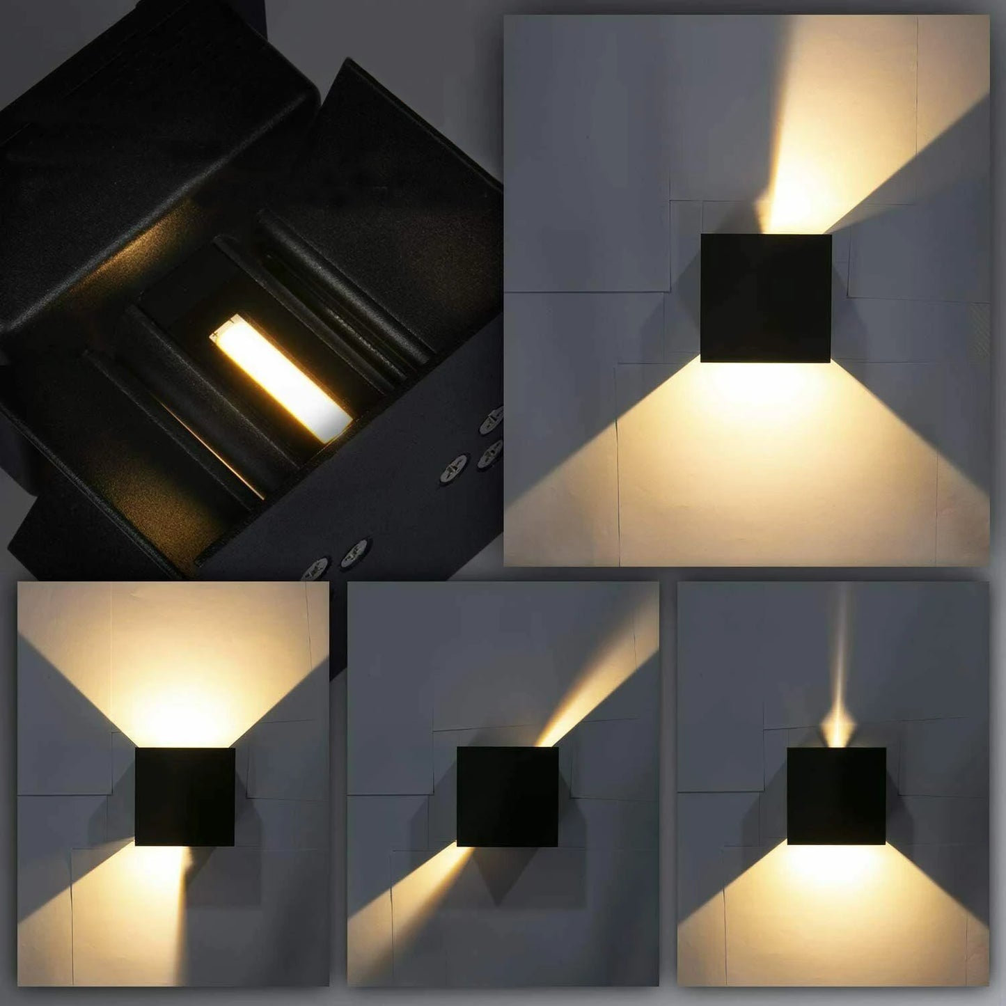 4pcs Modern LED Wall Lamp, 7W Metal wall lamp up and down adjustable light beam, Cube LED Light for Indoor and Outdoor