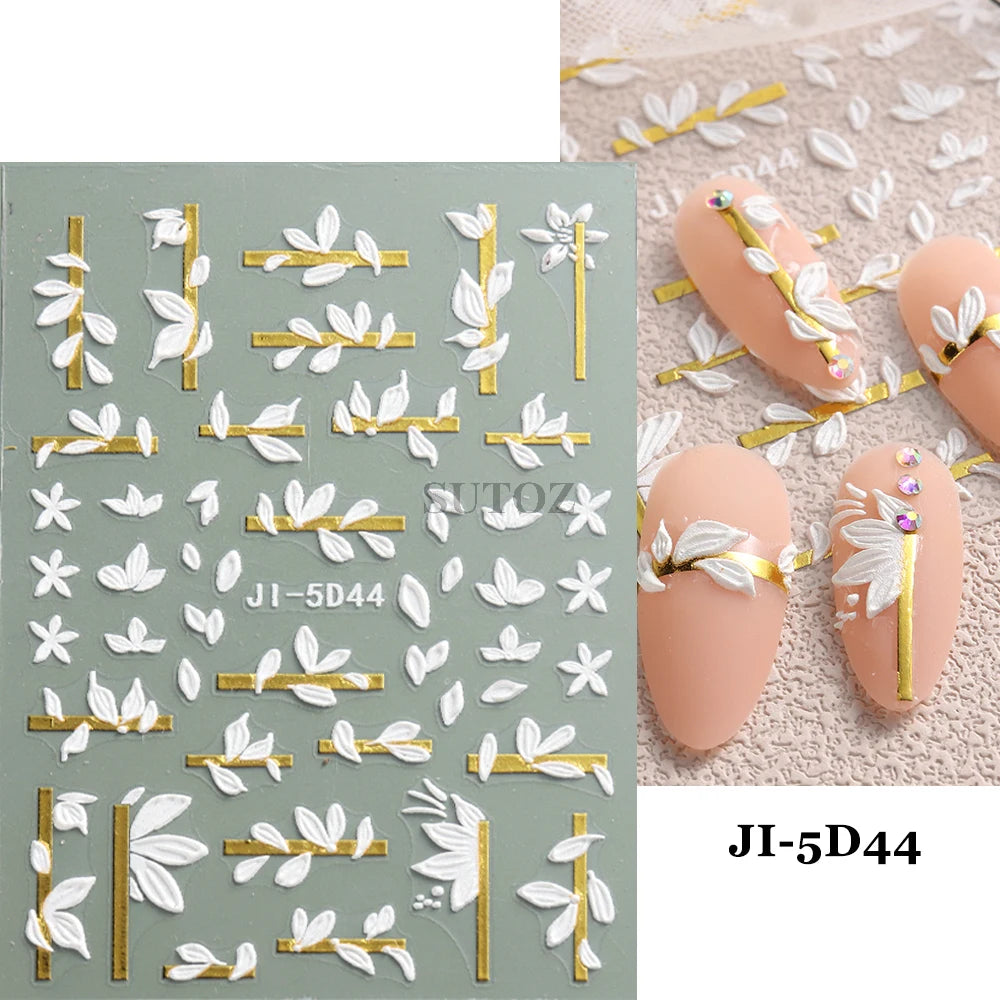 GL5D-K256 5D Sonnenblumen Nagelsticker - Herbstdesign Prägung