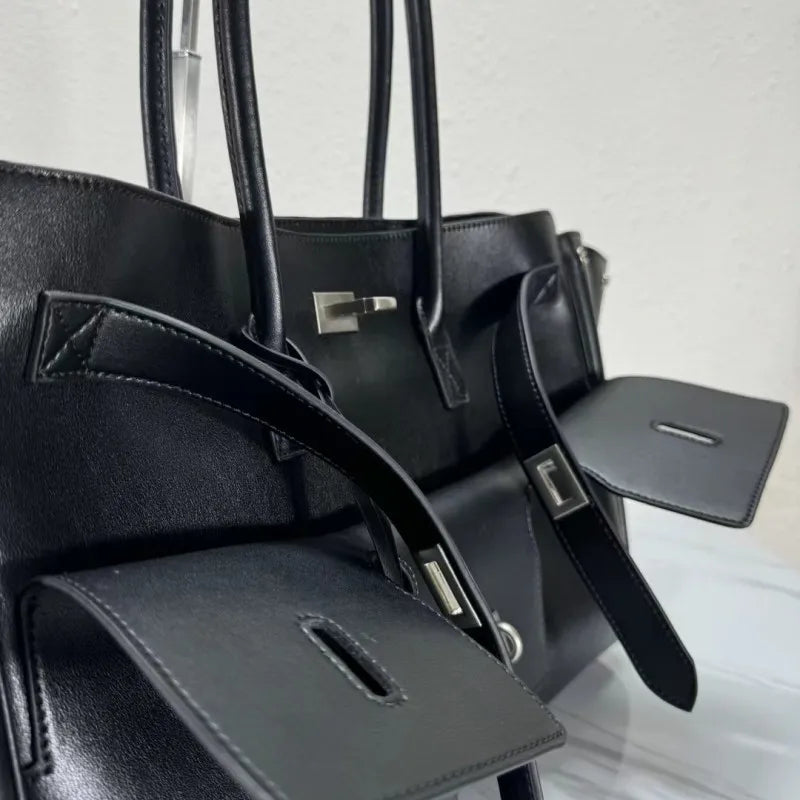 Designer cow split leather large capacity shoulder women bag