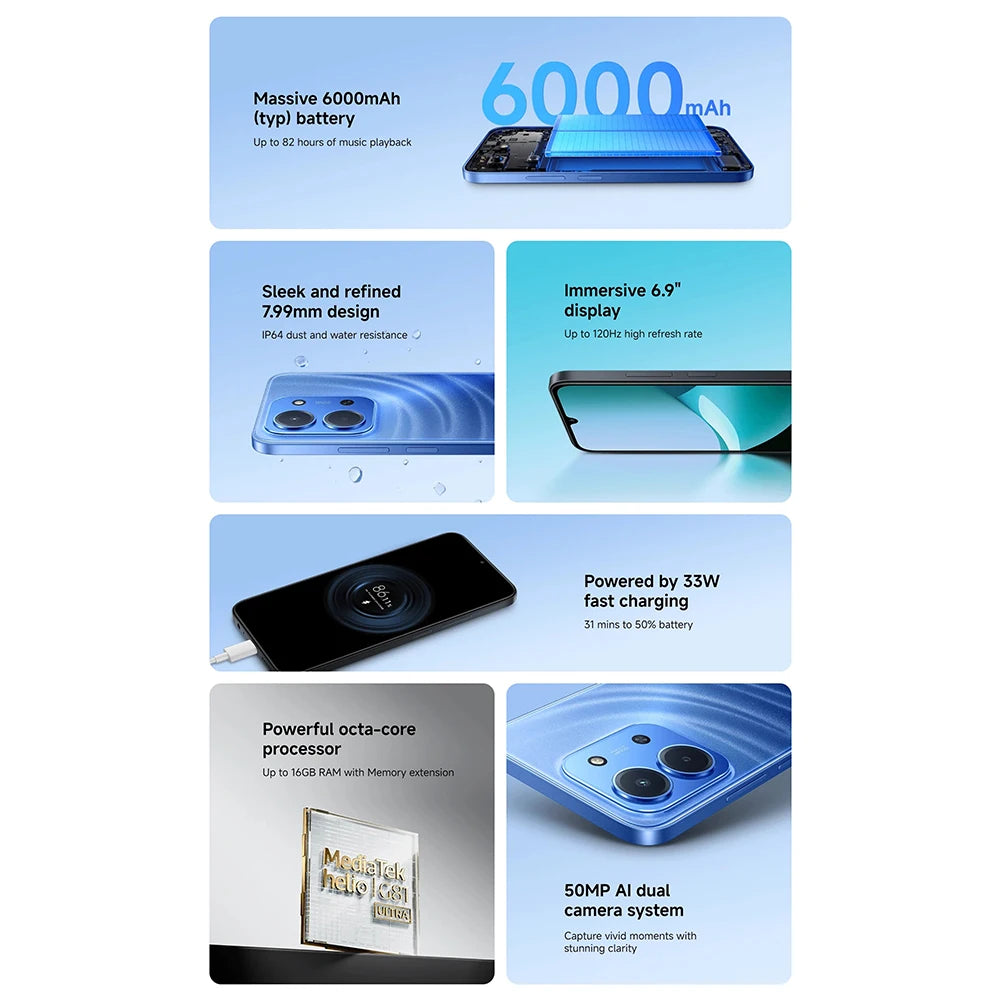 Redmi 15C 4G Smartphone NFC - 6000mAh 33W 6,9 Zoll