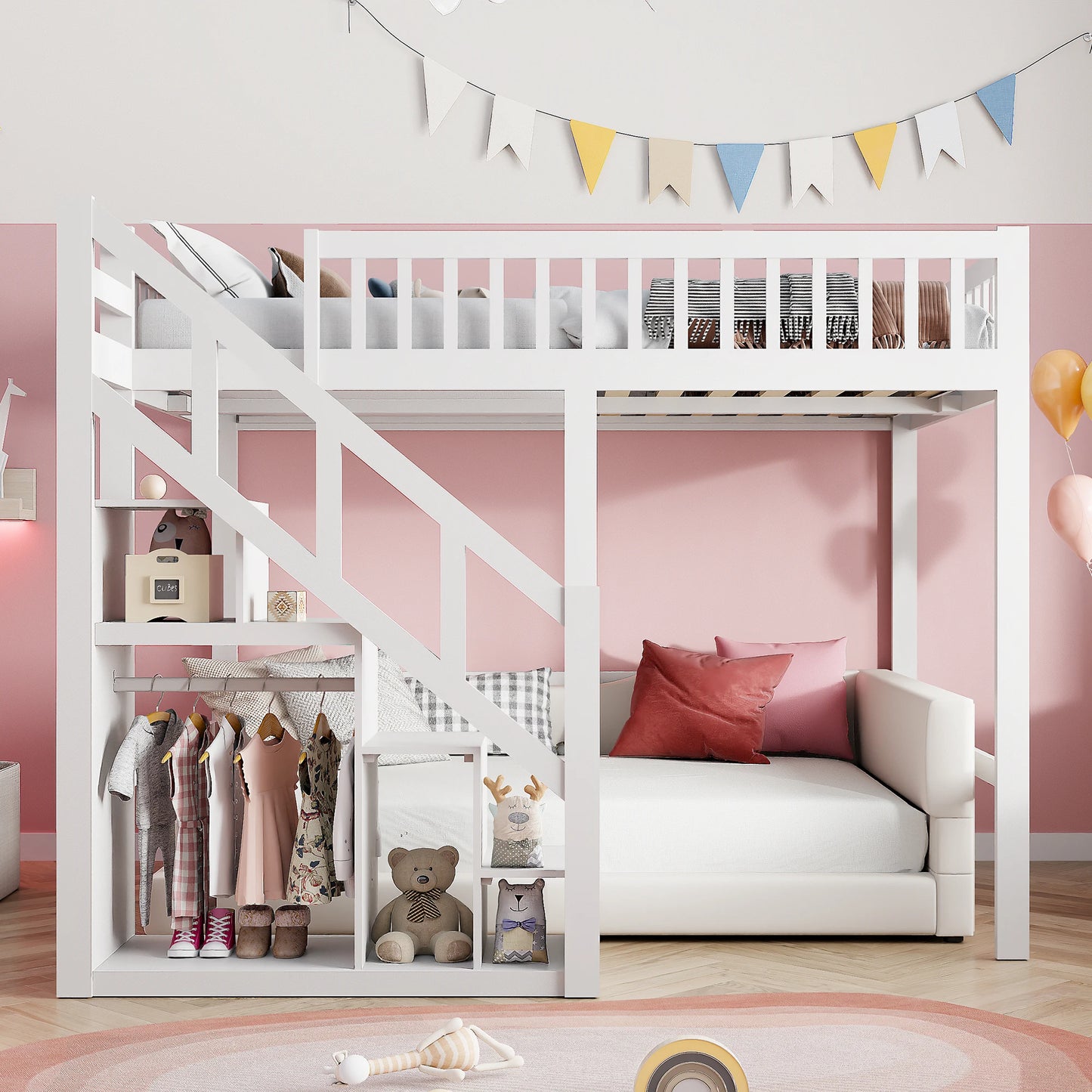KidoWood Etagenbett Mit Stauraum - Belastbarkeit 120 kg, Abmessungen 140x200 by Golden Bridge Store