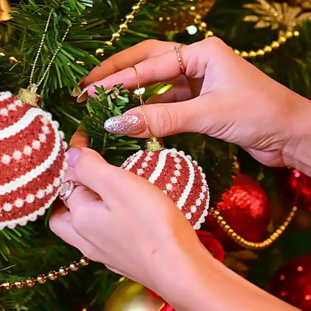 Choice Christbaumkugel Schaum Bruchsicher - Durchmesser 8 cm Weiß Rot