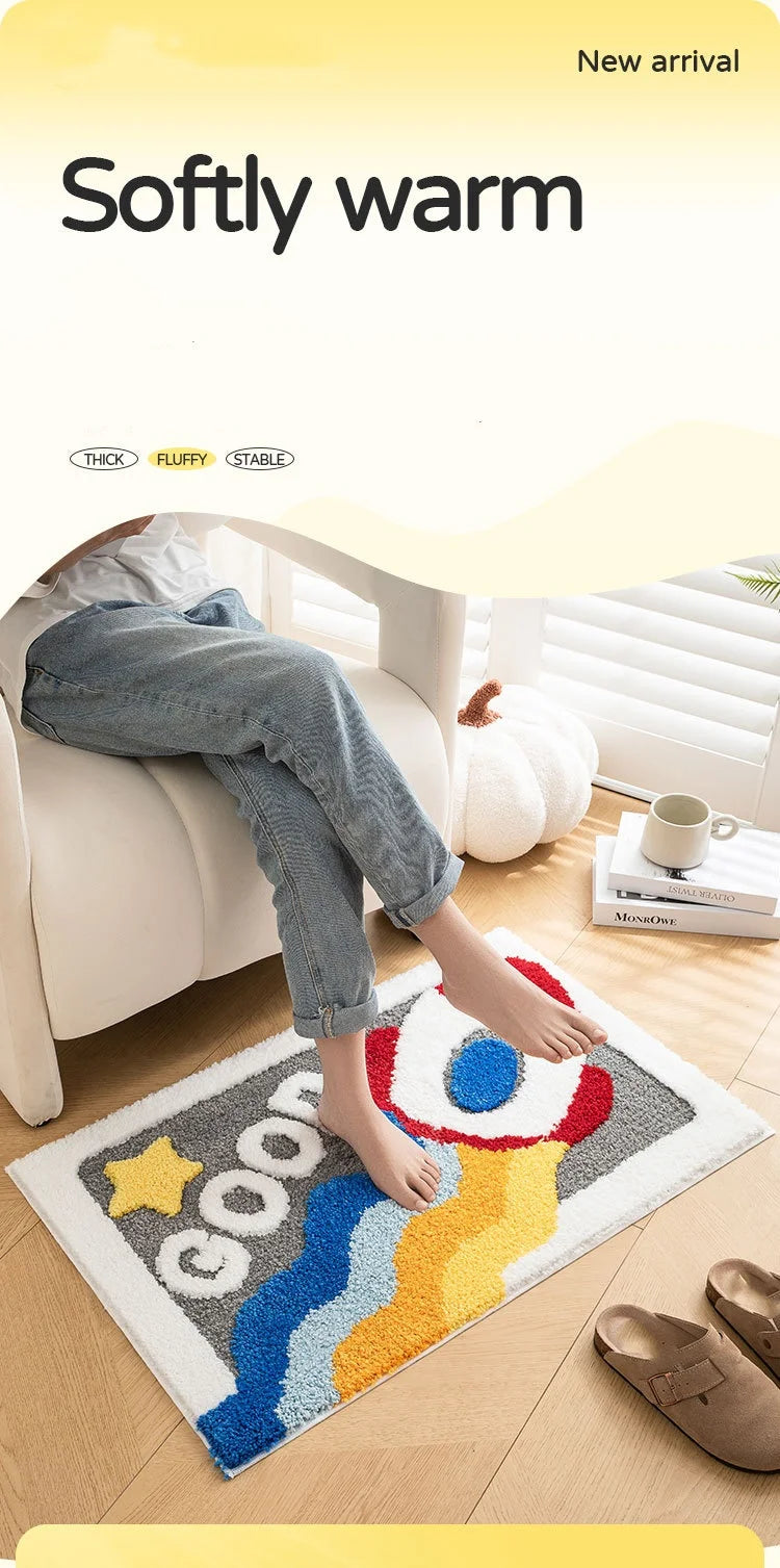 Cartoon Doormat Home Entrance/Hallway Tufted Rug Creative Design Non-Slip Bathroom Carpet Water Absorb Kitchen Rug Kids Bedroom