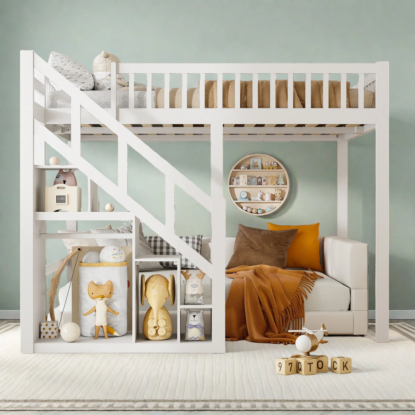 KidoWood Etagenbett Mit Stauraum - Belastbarkeit 120 kg, Abmessungen 140x200 by Golden Bridge Store
