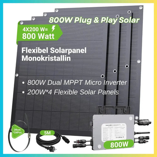 Balkon-Solarsystem Set Mikro-Wechselrichter 800W Plug-and-Play