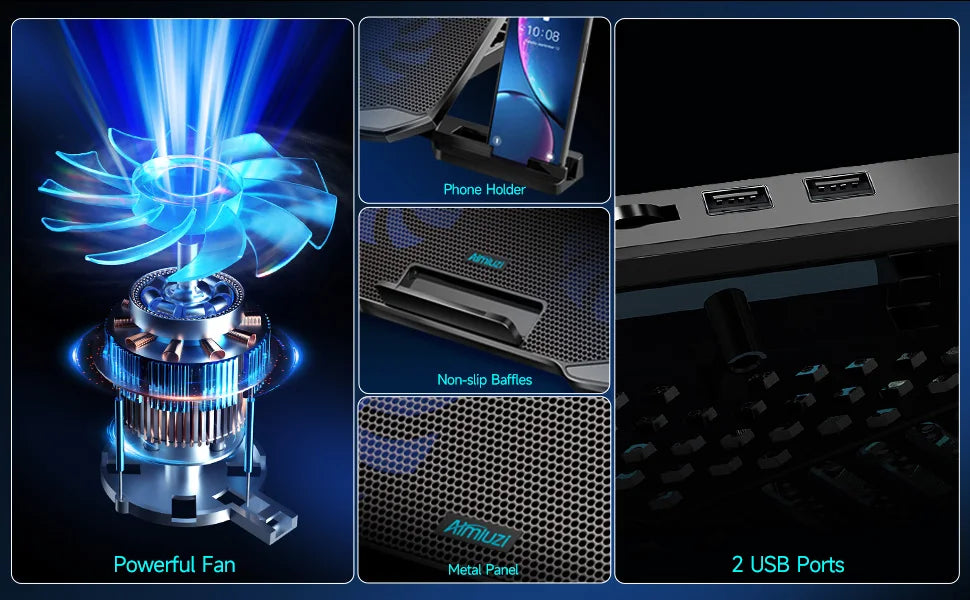 Laptop-Kühler 2025: COOLCOOLD 12-17" 5-Fans - Angle Adjustable Phone Collection