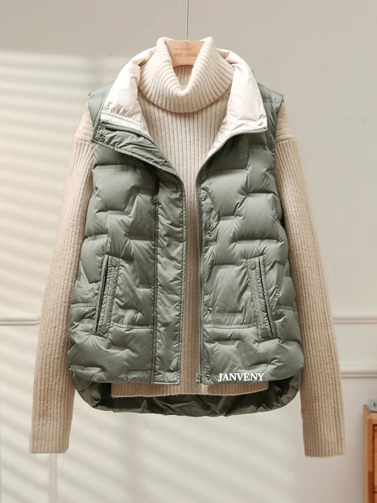 Janveny Steppweste Warm - Daunen ≥90%, Locker, Taschen
