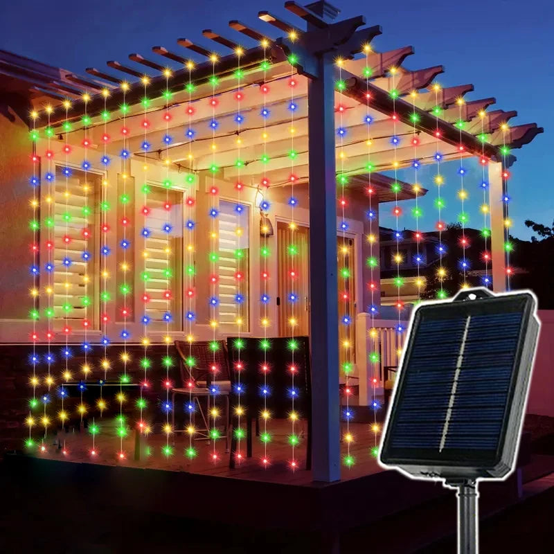 PHLSPH Solarvorhanglichter - LED 600/300/200/100, Solar, Länge