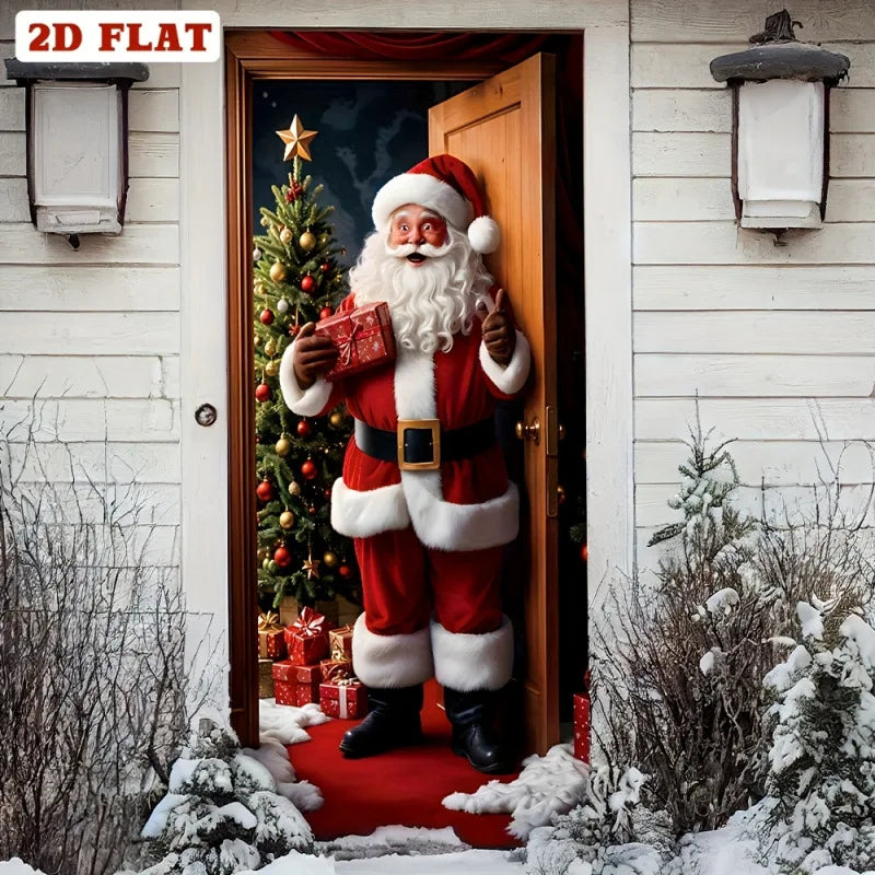 1Pc Christmas Door Hanging Decoration Featuring a Delightful Santa Claus Design; Suitable as a Home Entrance Decoration