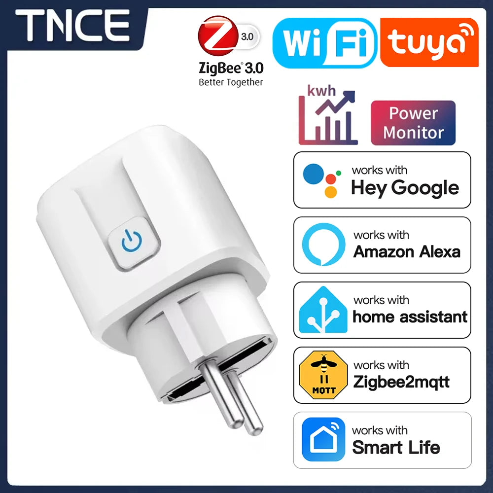 TNCE TUYA Smart Plug Mit Sprachsteuerung - 16A 20A Spannungsmonitor 230V Kompakt
