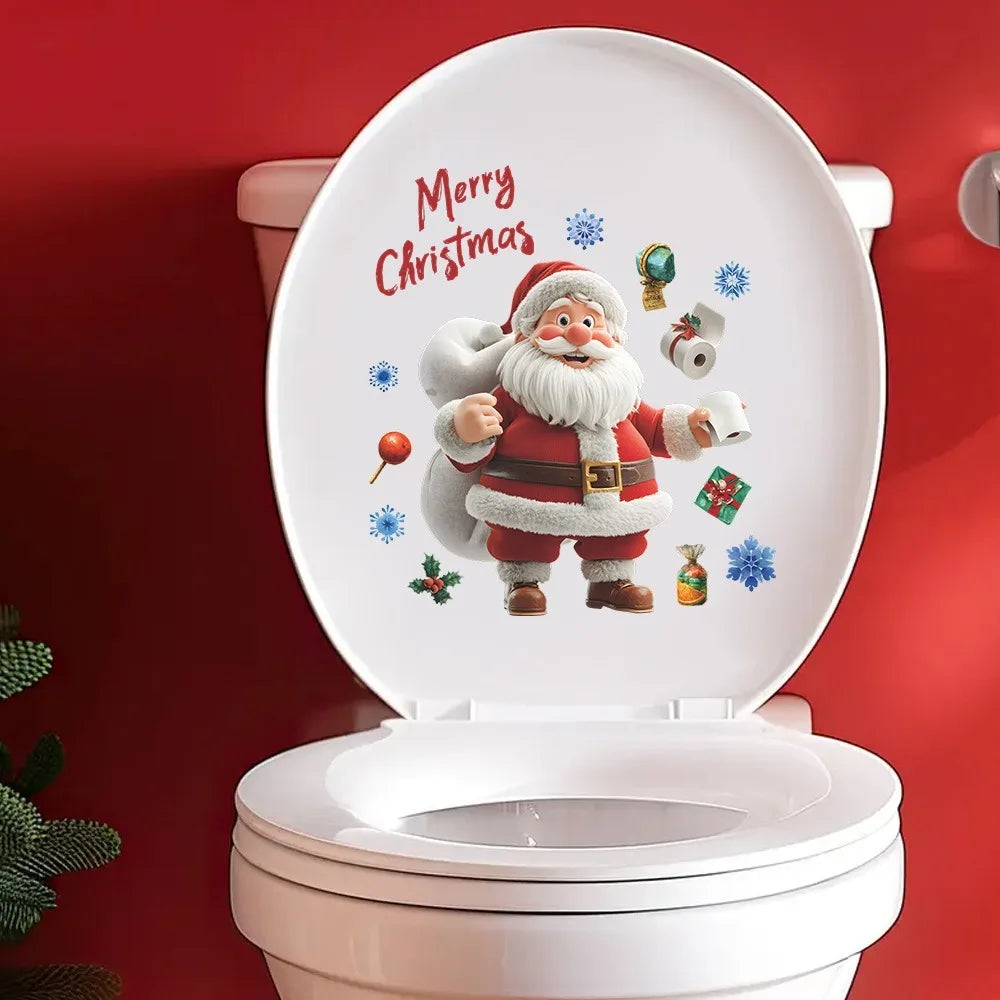 Christmas Toilet Sticker Merry Christmas Decoration Santa Claus Bathroom Sticker Home Toilet Decoration 2026 New Year Gift Fun