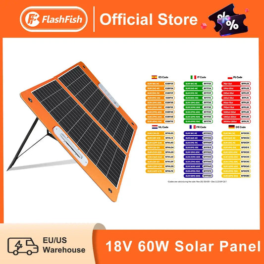 FF FlashFish Solarpanel 60 W Faltbar USB 18 V DC Solarladegerät