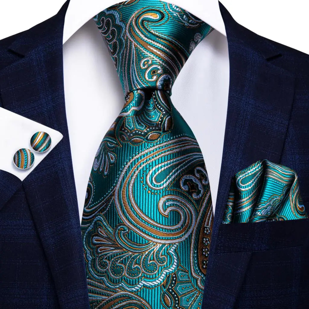 Hi-Tie Seiden-Herren-Krawatten-Set Blumenmuster Gelb Gold Krawatten und Taschentücher Manschettenknöpfe-Set Herren-Hochzeits-Party-Anzug-Mode-Halskrawatte C-3053