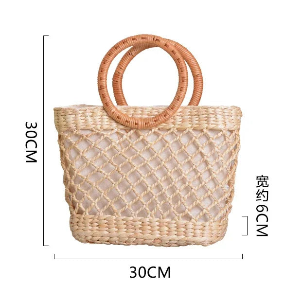 Beach Bag Women 2022 Summer New Elegant Woven Straw Bags Female Bohemia Knitted Large Tote Handbag Vacation Casual
