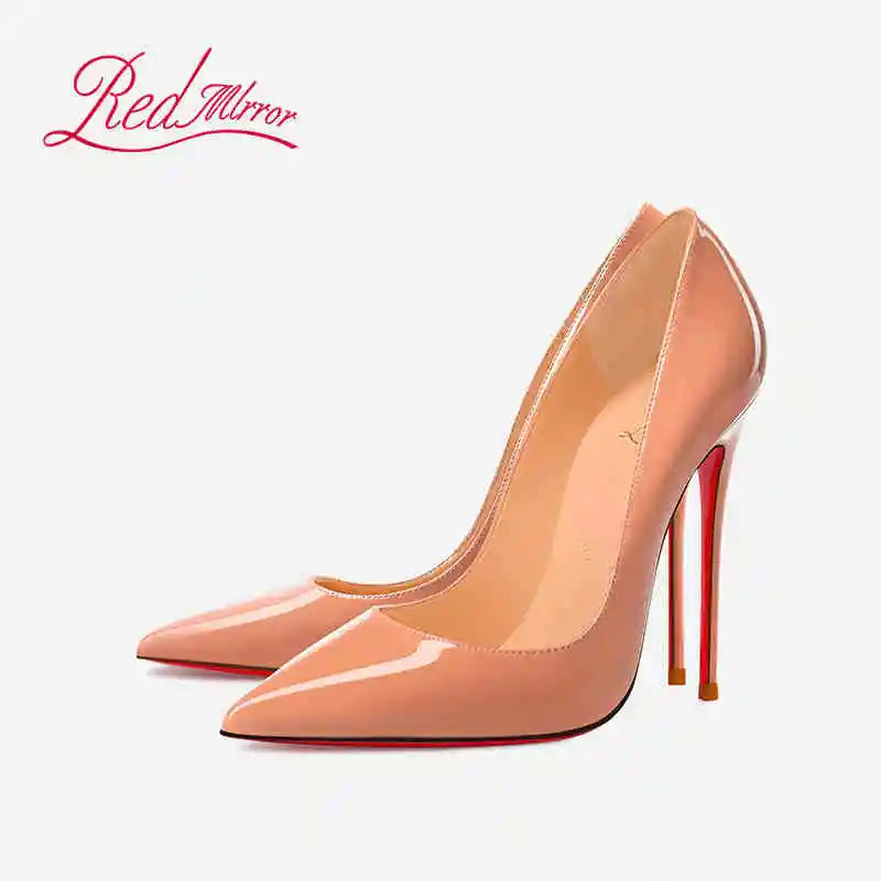 Women's elegant high heel shoes Luxury Brand Black Women heels shoes woman 2025 trend Red Shiny Bottoms Pointed Toe Sexy Pumps