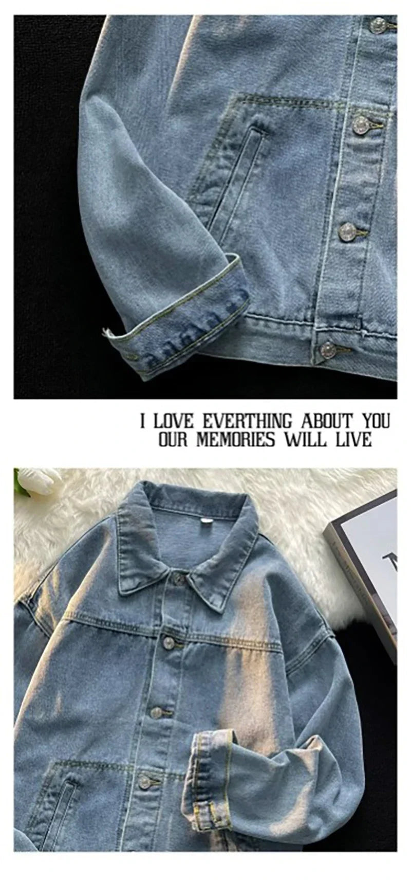 Bakorobaty Jeansjacke Einreihig Retro Locker - Blau Regular