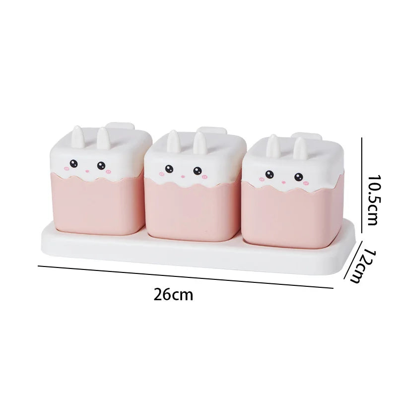 Spice Jars Seasoning Organizer Rack Space-Saving Seasoning Box with Spoon Drawer Spice Jars Rack for Kitchen Salt Pepper Sugar