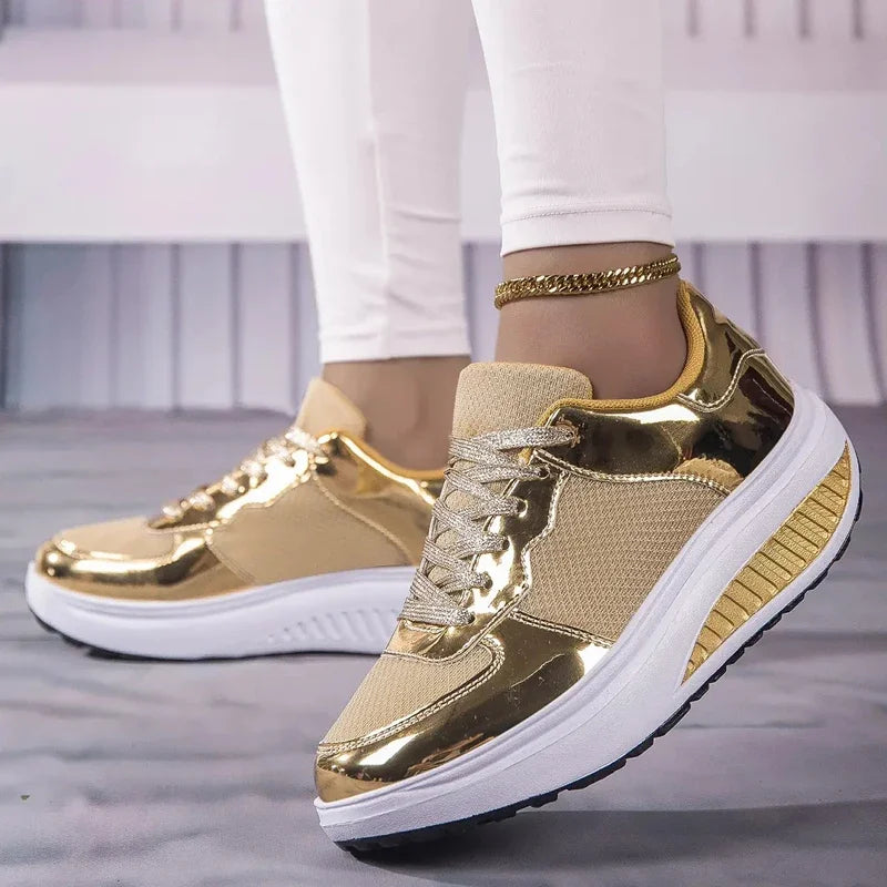 Women's Shoes Flat Anti Slip Outdoor Walking Shoes for Women Sneakers Womens Wedge Sneakers Casual Thick-soled Vulcanized Shoes