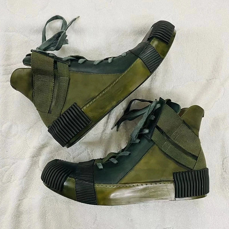 Ghete Black Street Original Design Goodyear Patchwork - Parte superioară din piele, talpă din cauciuc, mărimi 40–46