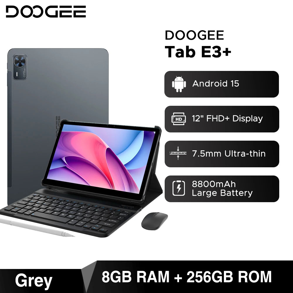 DOOGEE Tab E3 Gemini AI - 12 Zoll Display, 8800mAh Akku, Helio G100