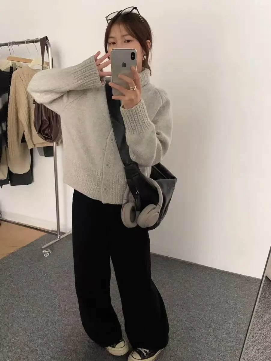 Cardigan coreean Luna - Bumbac, Mărimi S-XL, Lung