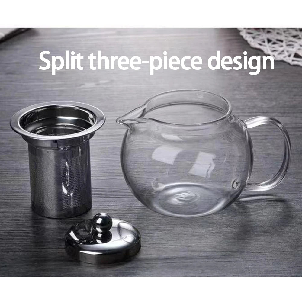 Glass Tea Pot Kettle 650ML/950ML/1300ML Teapot with Stainless Steel Strainer Infuser Filter Tea Cup Set kitchen accessories 주전자