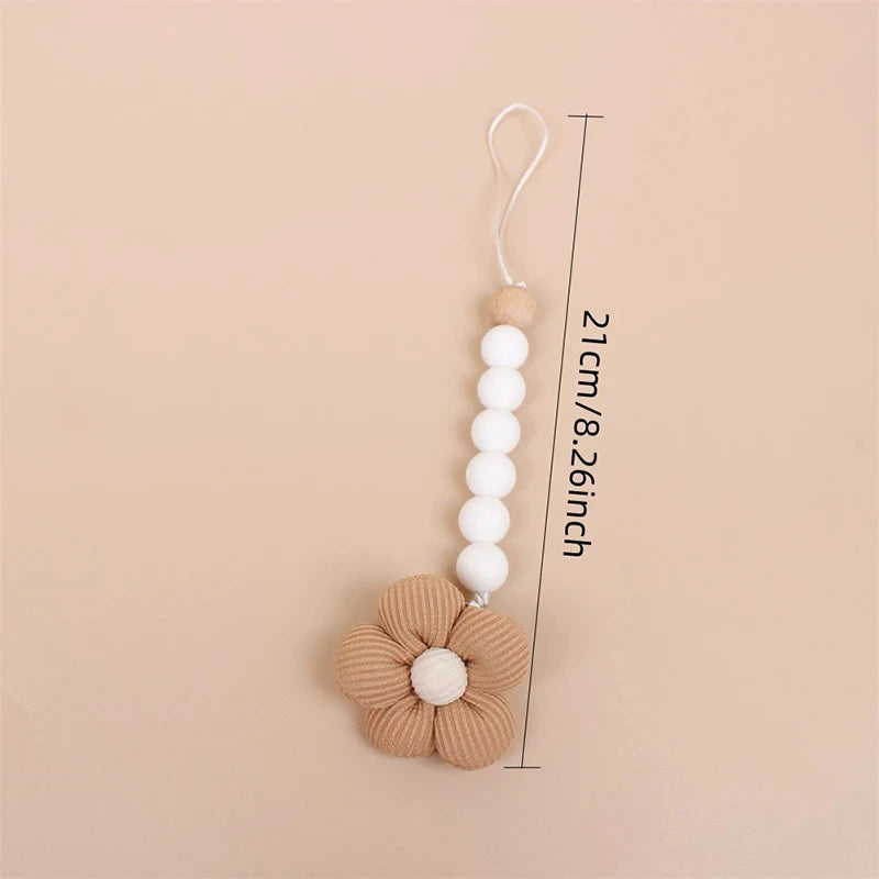 Cute Baby Silicone Bead Pacifier Chain Newborn Baby Things Accessories Pacifier Clips Flower Pacifiers Chain Nipple Bracket