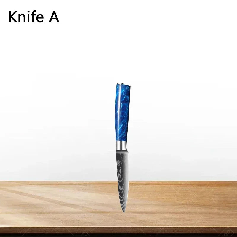 Küchenmesser-Set 2025: High Carbon Stainless Steel 7CR17 - Damascus Pattern Cleaver Chef Santoku Collection