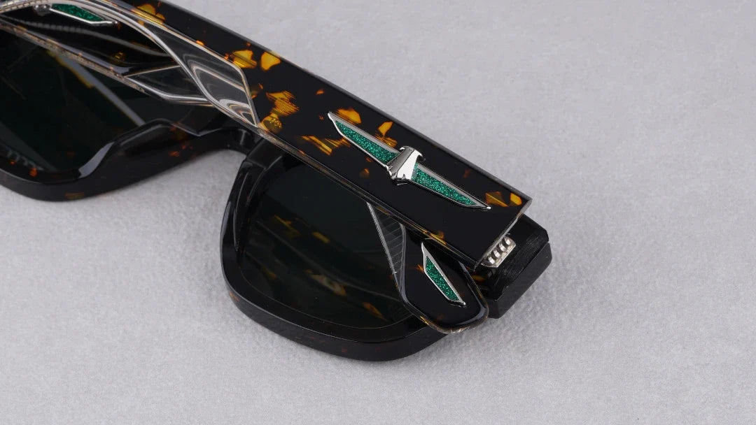 Jacques Marie Mage,THUNDERCLOUD thick solid acetate square Design sunglasses