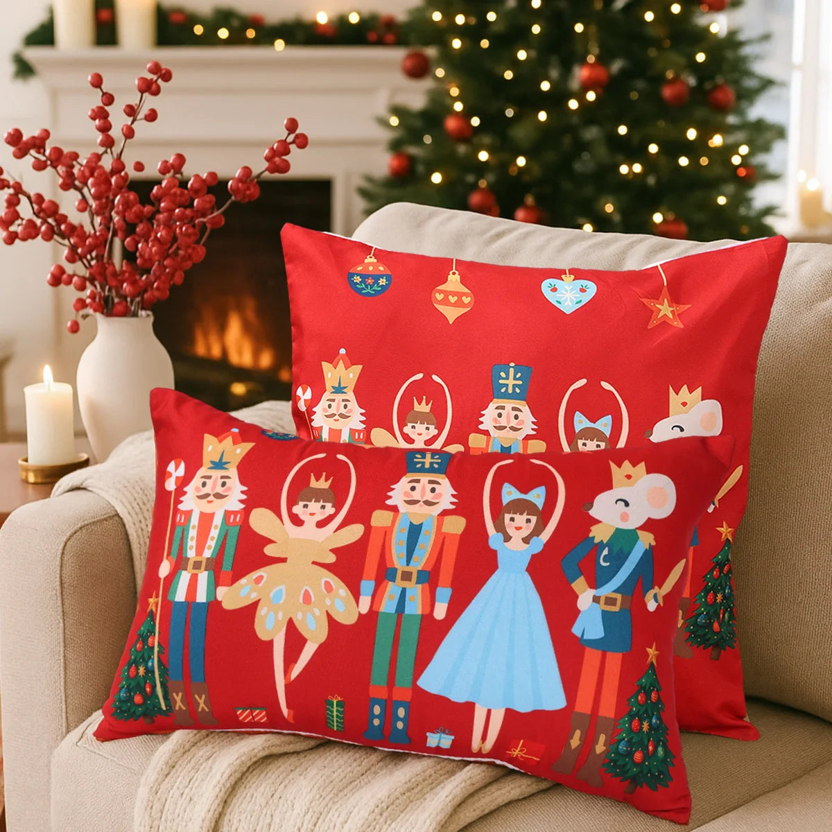 Christmas Nutcracker Pillow Cover Merry Christmas Decorations for Home 2025 Navidad Natal Xmas Sofa Pillowcase New Year 2026