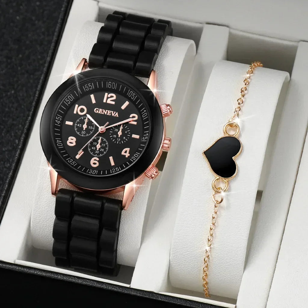 Luxus Set Elegantes Schmuckset - Uhr Ring Kette Ohrringe