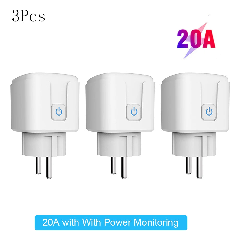 Tuya 16A/20A Smart Plug WiFi - 85–220V EU Steckdose, Kompakt Bauform