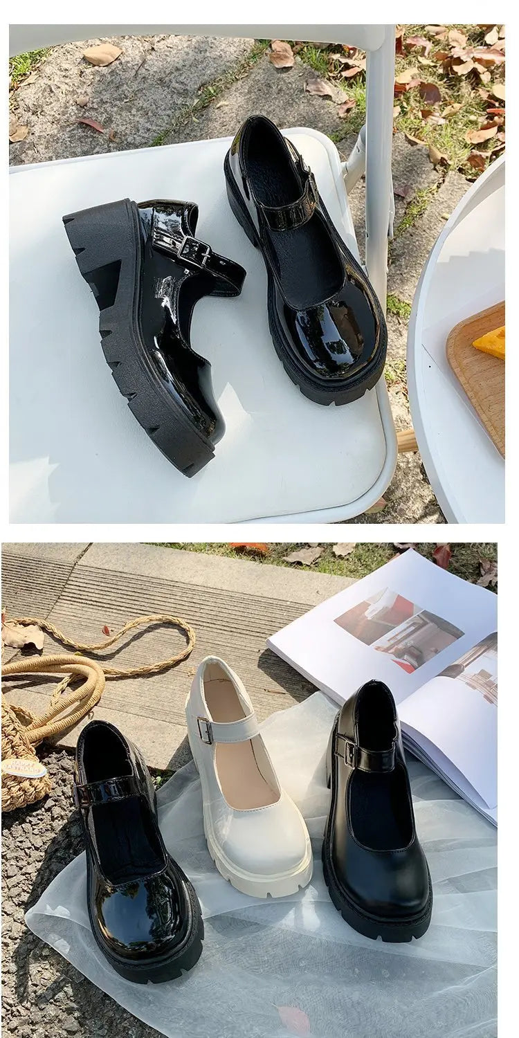 Frauen Schuhe 2025 - Neue Mädchen Lolita Schuhe Leder Herz Knöchel - Mary Jane Schuhe Süß Sexy Retro British Style